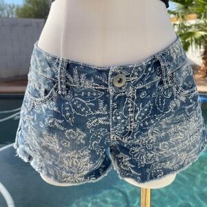 Mudd Paisley Print Denim Cutoff Shorts Y2K